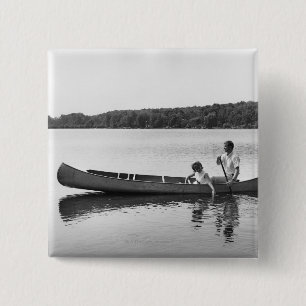 Bóton Quadrado 5.08cm Casal em uma canoa