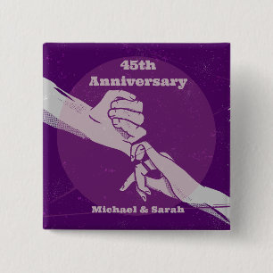 Bóton Quadrado 5.08cm Casal romântico de aniversário de cliente de mãos