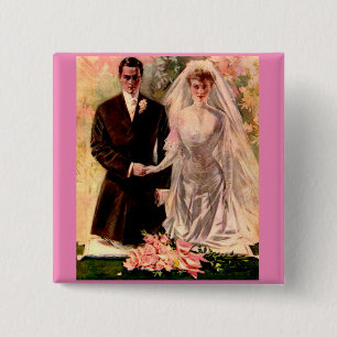 Bóton Quadrado 5.08cm Casamento 1906 de Edwardian