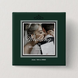 Bóton Quadrado 5.08cm Casamento 50º personalizável do Emerald Green