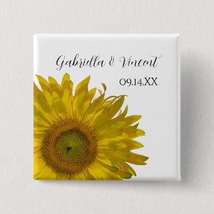 Bóton Quadrado 5.08cm Casamento amarelo do girassol