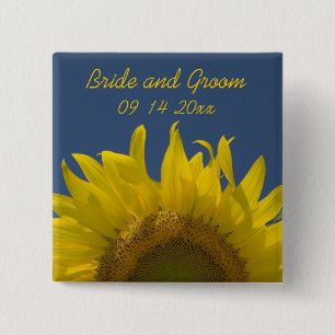 Bóton Quadrado 5.08cm Casamento da ascensão do girassol