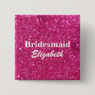 Bóton Quadrado 5.08cm Casamento de Bridesmaids Rosa Personalizado