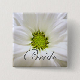 Bóton Quadrado 5.08cm casamento de flores brancas puras