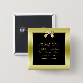 Bóton Quadrado 5.08cm Casamento Dourado Glamouroso e Arco Preto