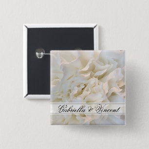 Bóton Quadrado 5.08cm Casamento floral do cravo branco