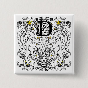 Bóton Quadrado 5.08cm Casamento Renascentista Lion Rampant