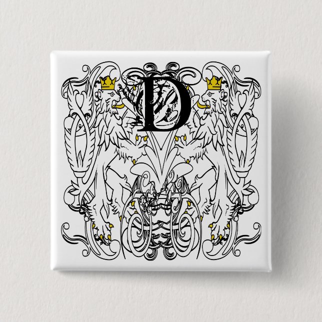 Bóton Quadrado 5.08cm Casamento Renascentista Lion Rampant (Frente)