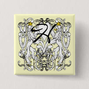 Bóton Quadrado 5.08cm Casamento Renascentista Lion Rampant