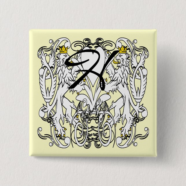 Bóton Quadrado 5.08cm Casamento Renascentista Lion Rampant (Frente)