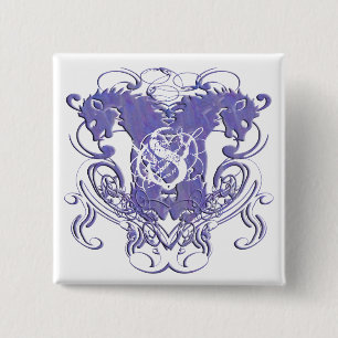 Bóton Quadrado 5.08cm Casamento Renascentista Lion Rampant