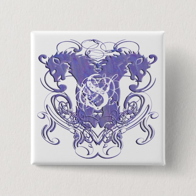 Bóton Quadrado 5.08cm Casamento Renascentista Lion Rampant (Frente)