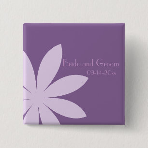 Bóton Quadrado 5.08cm Casamento roxo da margarida