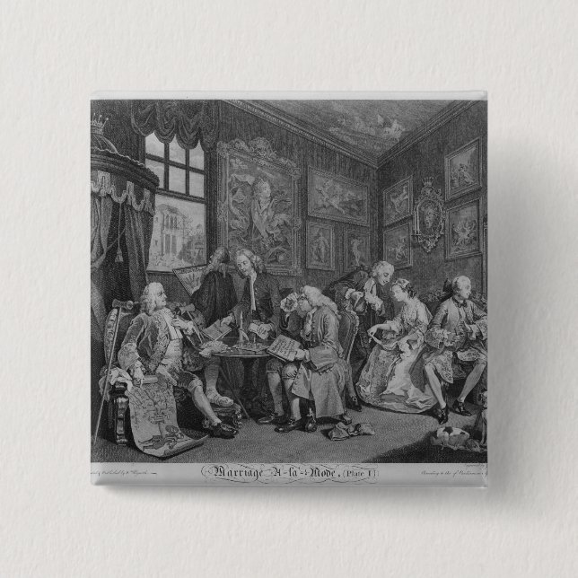 Bóton Quadrado 5.08cm Casamento um modo do la (Frente)