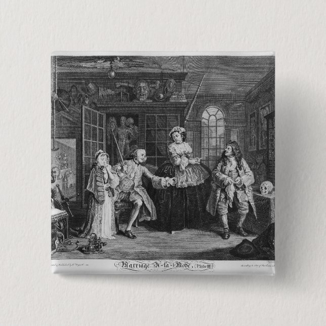 Bóton Quadrado 5.08cm Casamento um modo do la (Frente)