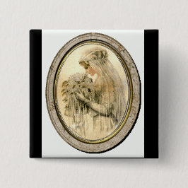 Bóton Quadrado 5.08cm Casamento Vintage Noivado Chuveiro de Noiva Noiva 