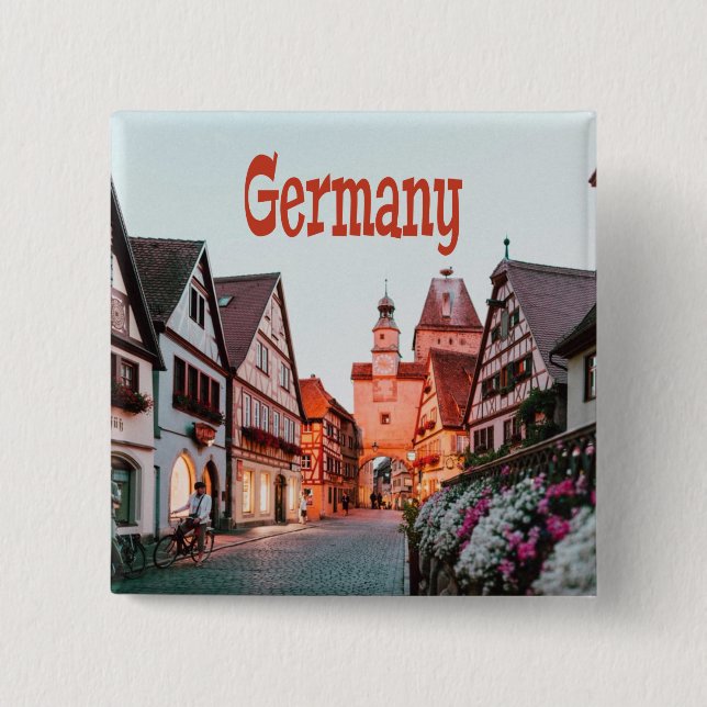 Bóton Quadrado 5.08cm Casas de Linha da Alemanha (Frente)