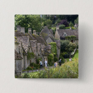 Bóton Quadrado 5.08cm casas de pedra Cotswold na aldeia de