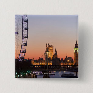 Bóton Quadrado 5.08cm Casas do parlamento & do olho de Londres