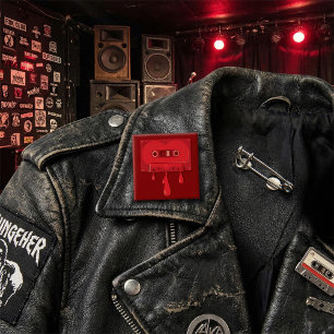 Bóton Quadrado 5.08cm Cassete de áudio com hemorragia