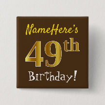 Castanho, Faux Dourado 49º aniversário, com nome p