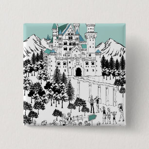 Bóton Quadrado 5.08cm Castelo coberto de neve