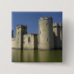 Bóton Quadrado 5.08cm Castelo de Bodiam (1385), refletido no fosso, Lest