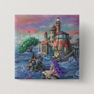 Bóton Quadrado 5.08cm Castelo de Mermaid