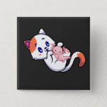 Bóton Quadrado 5.08cm Cat and Axolotl Kawaii Neko Anime Square<br><div class="desc">Cat and Axolotl Kawaii Neko Anime Japanese design Gift Square Button Classic Collection.</div>