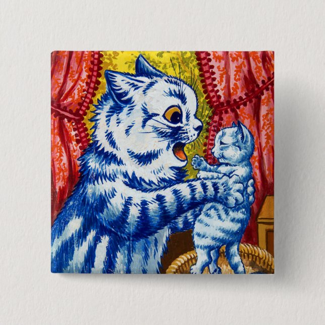 Bóton Quadrado 5.08cm Cat e seus gatinhos (Frente)