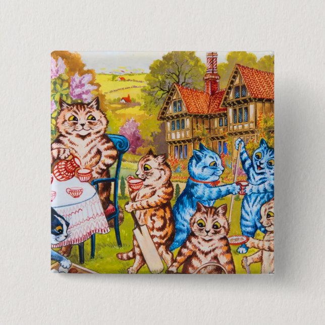 Bóton Quadrado 5.08cm Cat Garden Party (Frente)