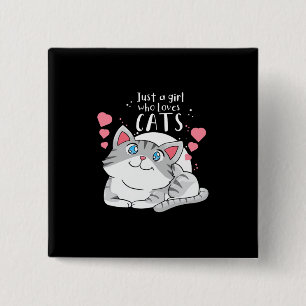 Bóton Quadrado 5.08cm Cat Lover Apenas Uma Menina Que Ama Gato