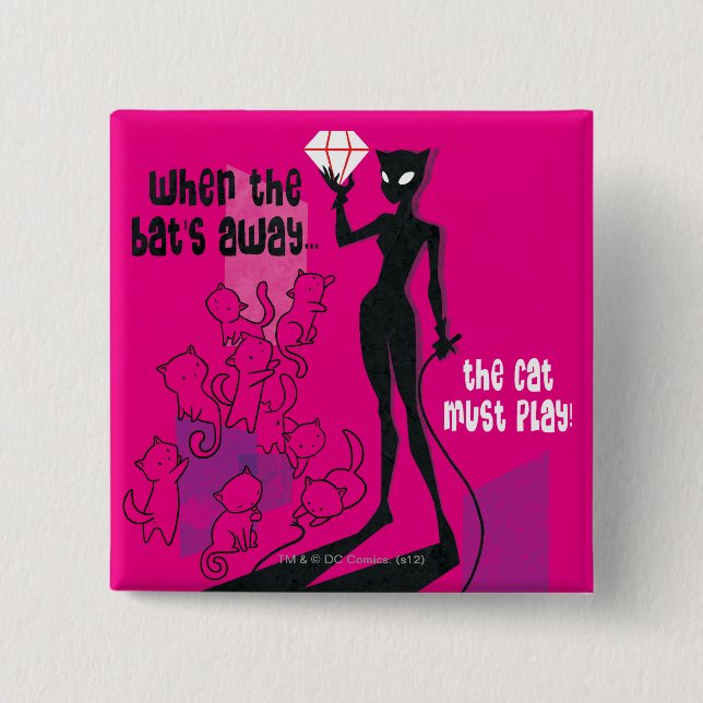 Bóton Quadrado 5.08cm Cat must play (Frente)