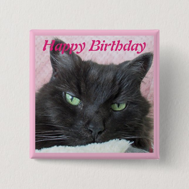 Bóton Quadrado 5.08cm Cat Photo Birthday (Frente)