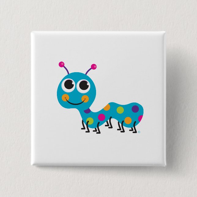 Bóton Quadrado 5.08cm Caterpillar abotoa-se (Frente)