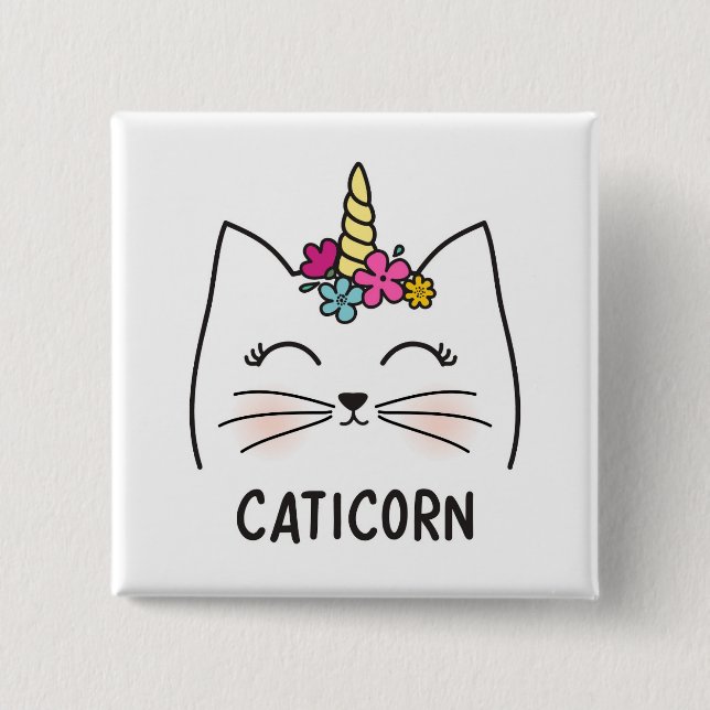 Bóton Quadrado 5.08cm Caticorn (Frente)
