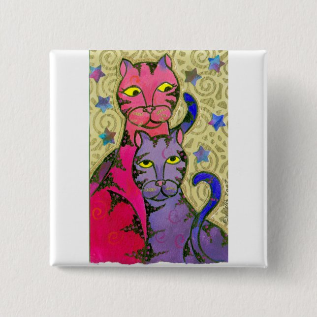 Bóton Quadrado 5.08cm CatNStars (Frente)