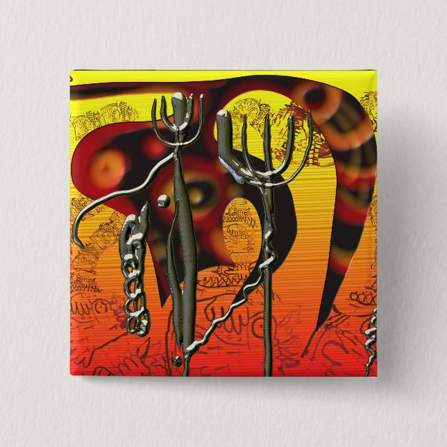 Bóton Quadrado 5.08cm Cauda e tridentes (Frente)