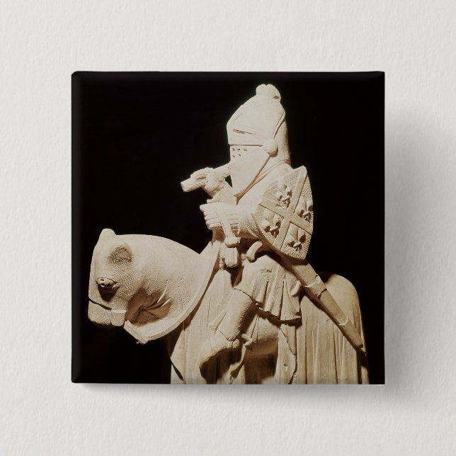 Bóton Quadrado 5.08cm Cavaleiro na armadura em seu cavalo (Frente)