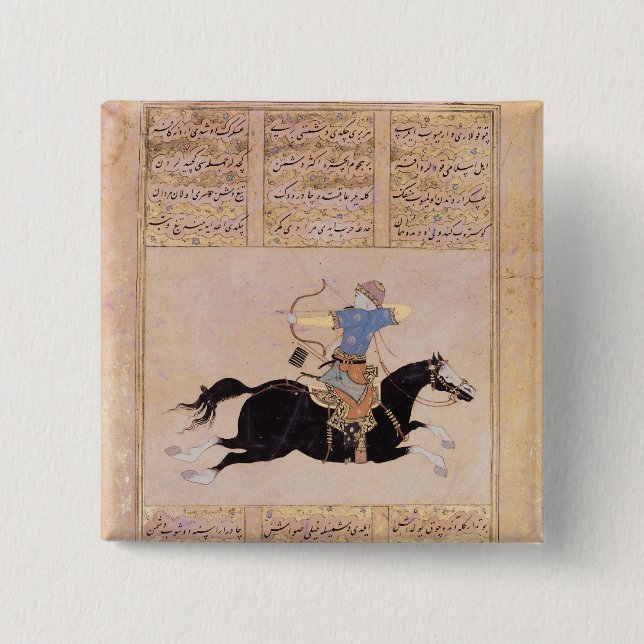 Bóton Quadrado 5.08cm Cavaleiro que tira seu arco (Frente)