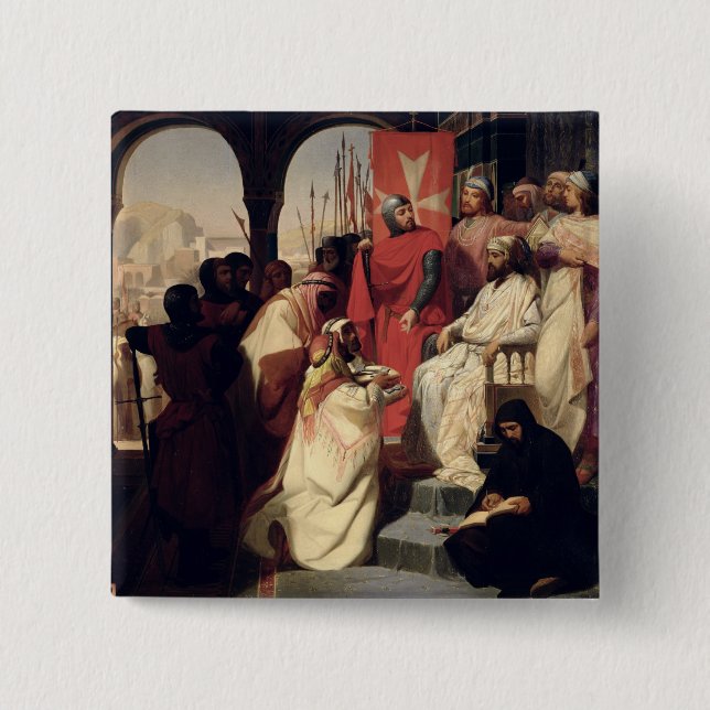 Bóton Quadrado 5.08cm Cavaleiros da ordem de St John de Jerusalem (Frente)