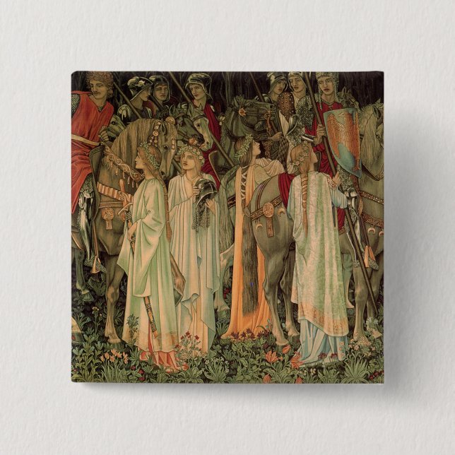 Bóton Quadrado 5.08cm Cavaleiros medievais da Mesa redonda (Frente)