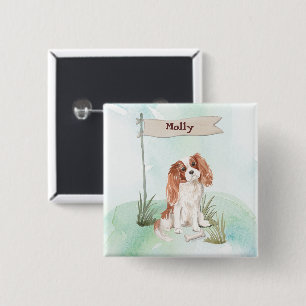 Bóton Quadrado 5.08cm Cavalier Rei Charles Spaniel Pet Cavalier
