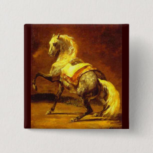 Bóton Quadrado 5.08cm CAVALO DE CINZAS, castanho amarelo Dourado