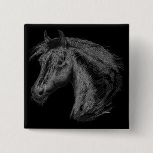Bóton Quadrado 5.08cm Cavalo:  Preto