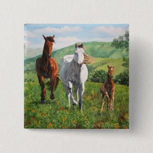 Bóton Quadrado 5.08cm cavalos