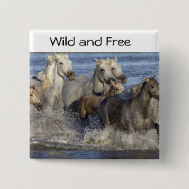Bóton Quadrado 5.08cm Cavalos galopando na água