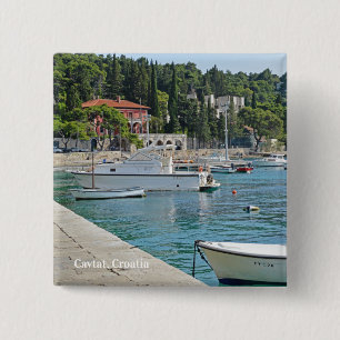 Bóton Quadrado 5.08cm Cavtat, visão croata da água