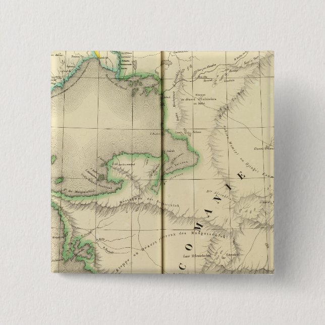 Bóton Quadrado 5.08cm Cazaquistão, Uzbequistão (Frente)