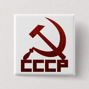 Bóton Quadrado 5.08cm CCCP Foice e Martelo
